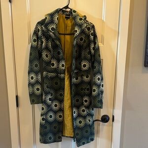 Desigual Green and Yellow Patterned Trench Coat